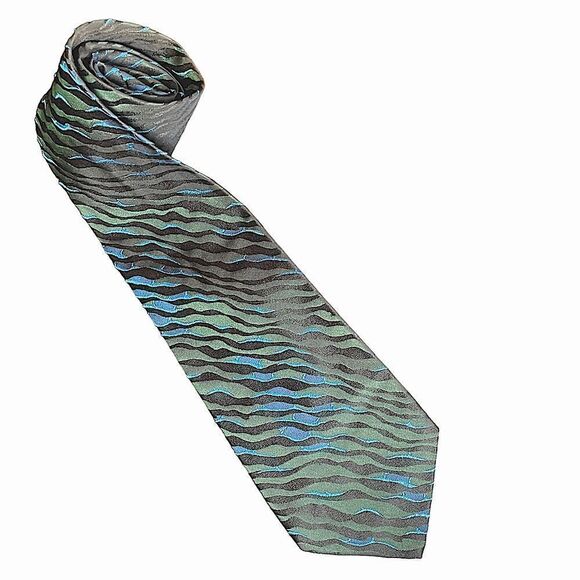 Black and blue ripple effect silk tie - Take 6 - Picture 2 of 7
